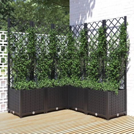 Pflanzkübel,Blumenkasten,Pflanzkasten mit Spalier Schwarz 120x120x136 cm PP VMEC461614 (1/5)