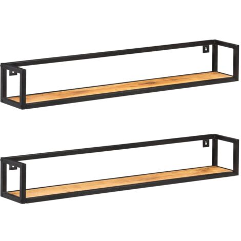 2 Stk. Wandregal,Wandboard für Wohnzimmer, Schlafzimmer, Flur, Badezimmer,Hängeregale 120 cm Massivholz Akazie DTHFF2435404 (1/5)