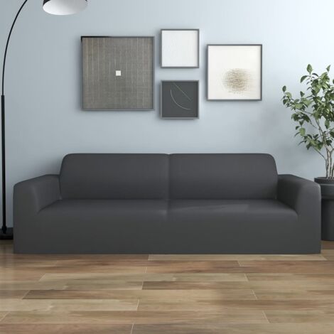 Stretch Sofahusse 3-Sitzer Anthrazit Polyester-Jersey CFW664445 (1/5)