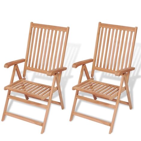 2 Stk. Verstellbare Gartenstühle,Verstellbare Gartensessel Massivholz Teak BZRBD596368 (1/5)