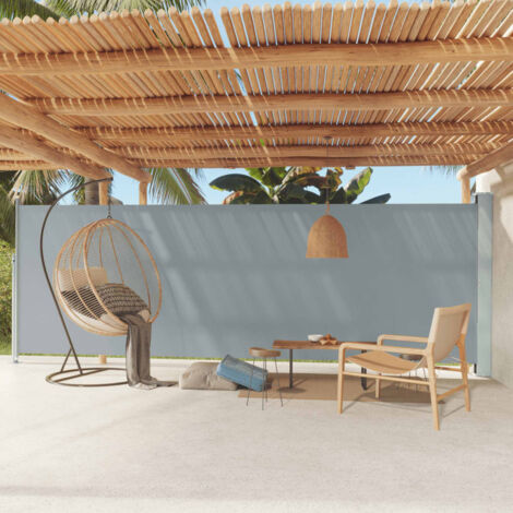 Seitenmarkise Ausziehbar,Windschutz Sonnenschutz Markise,Balkon Sichtschutz 180x600 cm Grau RGDCH953110