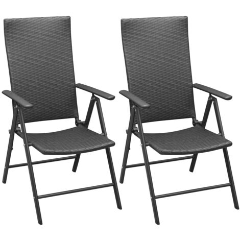 2 Stk. Stapelbare Gartenstühle,Stapelstuhl Terrasse Poly Rattan Schwarz BZRBD126367 (1/5)