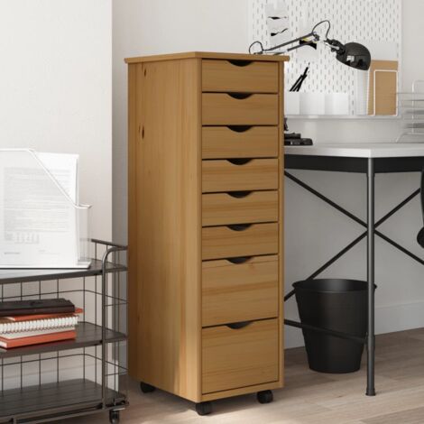 Rollschrank mit Schubladen MOSS Honigbraun Massivholz Kiefer CFW143159 (1/5)