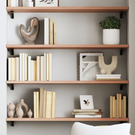 Wandregal,Wandboard,Hängeregal für Wohnzimmer, Schlafzimmer, Flur, Badezimmer Hellbraun 100x30x2 cm Massivholz Eiche Behandelt DTHFF6639251 (1/5)