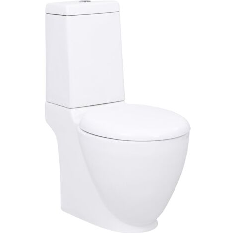 WC Keramik-Toilette Badezimmer Rund Senkrechter Abgang Weiß CFW905310 (1/5)