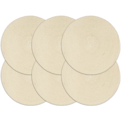 6er-Set Untersetzer Natur Einfach Rund 38 cm Baumwolle