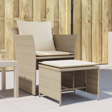 Gartenstuhl mit Fußhocker Beige Poly Rattan vidaXL