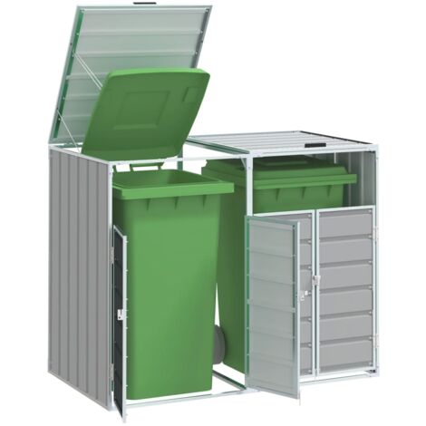 Mülltonnenbox für 2 Tonnen Grau 144x81x113 cm Stahl vidaXL405018