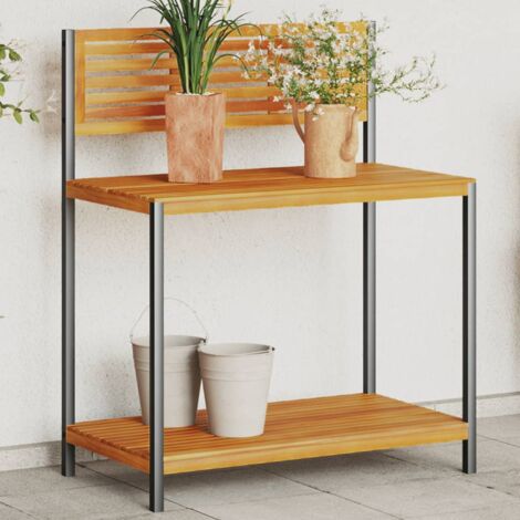 Garten-Arbeitstisch 90x50x110 cm Massivholz Akazie und Stahl vidaXL (1/5)