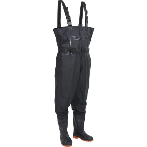 Wathose mit Stiefeln und Gürtel Schwarz Größe 40 vidaXL278014