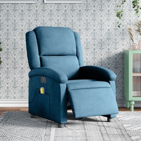 Massagesessel Elektrisch Blau Samt vidaXL