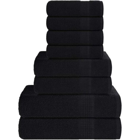 8-tlg. Handtuch-Set Schwarz 360 g/m² 100% Baumwolle vidaXL790708