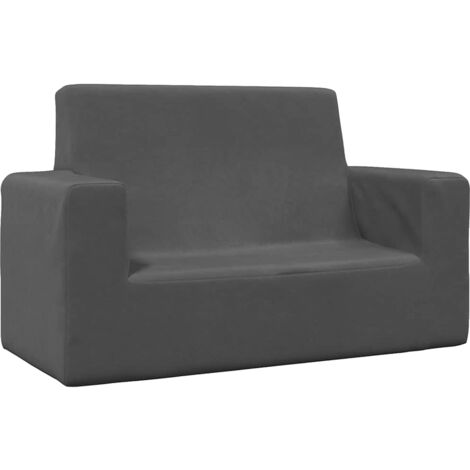 Kindersofa 2-Sitzer Anthrazit Weich Plüsch vidaXL691915
