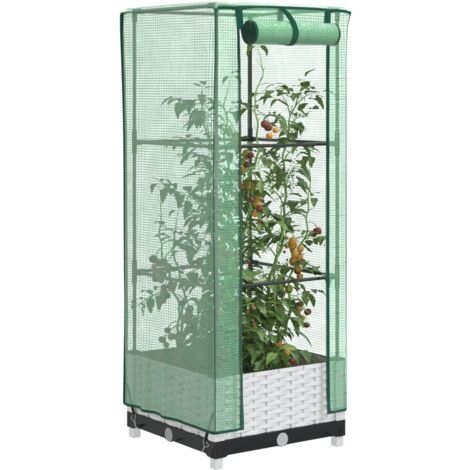 Hochbeet mit Gewächshaus-Aufsatz Rattan-Optik 40x40x123 cm vidaXL