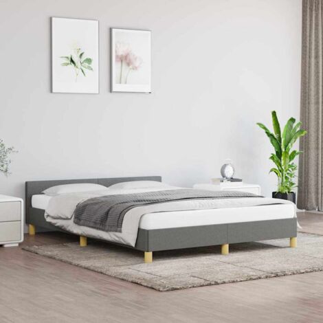 Bettgestell mit Kopfteil, Doppelbett, Schlafzimmerbett Dunkelgrau 140x200 cm Stoff LLLA446239 BonneVie (1/5)
