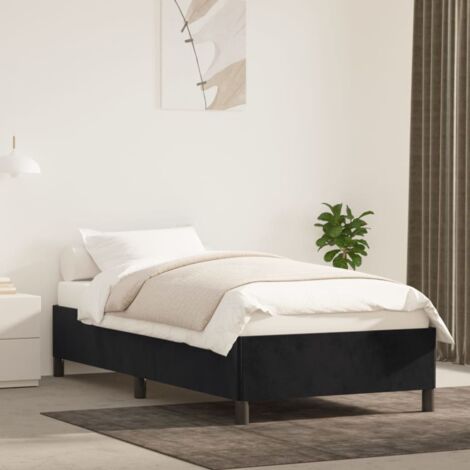 Bettgestell, Einzelbett, Bettrahmen, Schlafzimmerbett Schwarz 90x200 cm Samt LLLA436302 BonneVie (1/5)