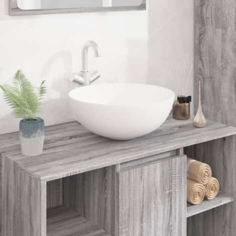 Waschbecken, Aufsatzwaschbecken, Waschschale,Waschtisch Spülbecken Premium Weiß 36x15 cm Keramik Rund JSHD656219 BonneVie