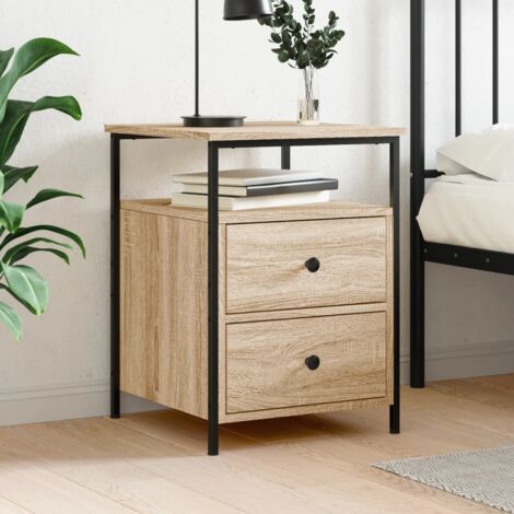 Nachttisch, Nachtkommode, Beistelltisch, Nachtschrank für Schlafzimmer Sonoma-Eiche 44x45x60 cm Holzwerkstoff MAIW83261 BonneVie (1/5)