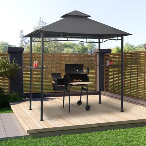 BBQ-Pavillon, Grillpavillon, Gartenpavillon, Garden Barbeque Markise 240x150x255 cm Anthrazit Stahl KLI26193 BonneVie