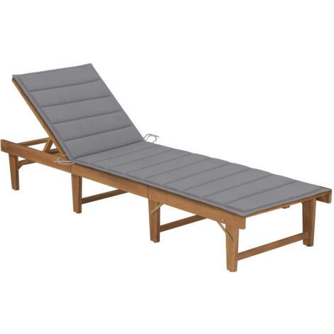 Klappbare Sonnenliege,Liegestuhl,Gartenliege mit Auflage Akazie Massivholz VEIN993139 BonneVie (1/5)