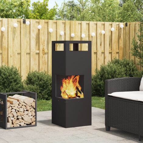 Feuerstelle Quadratisch Schwarz 35x35x100 cm Stahl vidaXL804317