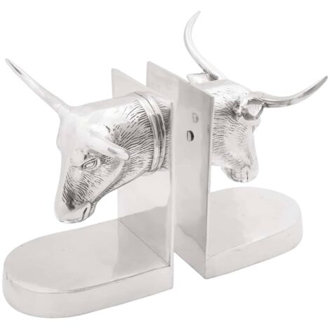 Buchstützen 2 pcs Silber 21.5 x 15.5 x 20 cm Aluminium vidaXL