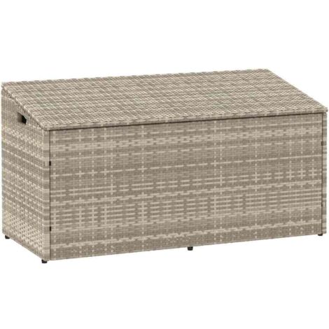 vidaXL Garten-Auflagenbox Hellgrau 110x50x58 cm Poly Rattan
