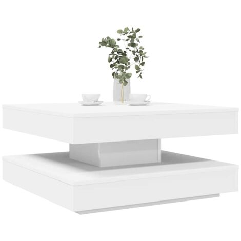 Couchtisch 360-Grad Drehbar Weiß 70x70x34,5 cm vidaXL