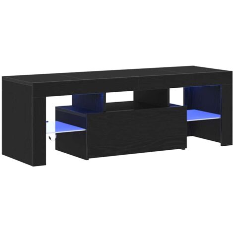 vidaXL TV-Schrank mit LED-Lichtern, schwarz, Eiche, 120x35x40 cm