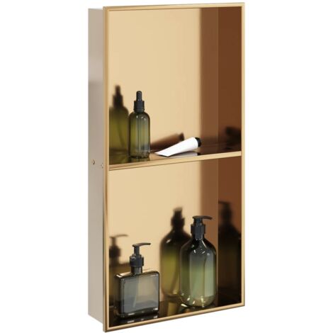 Duschnische Golden Gebürstet 32x62x9 cm Edelstahl vidaXL312664