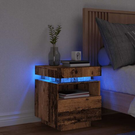 Nachttisch mit LED-Leuchten Altholz-Optik 40x39x48,5 cm vidaXL787225