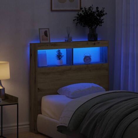 LED-Kopfteil mit Ablagen Artisan-Eiche 100x17x102 cm vidaXL909595