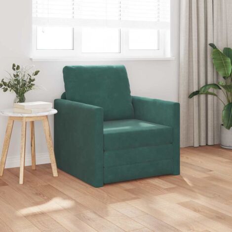 Sofa-Bett 2-in-1 Dunkelgrün 74x77x81 cm Samt vidaXL645355