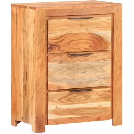 Sideboard Chang II Aus Akazien-Massivholz – 80x96x34 Cm Mit Elefanten-Schnitzerei, Kolonialer Stil