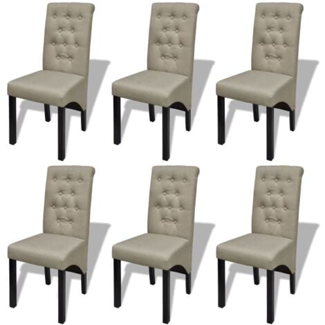 Esszimmerstühle 6er Set Küchenstuhl Polsterstuhl Beige Stoff BV940564