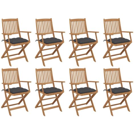 8er Set Gartenstühle Klappbare mit Kissen Gartensessel Balkonstühle