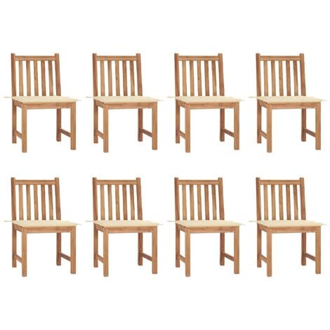 8er Set Gartenstühle Gartensessel Balkonstühle mit Kissen Massivholz