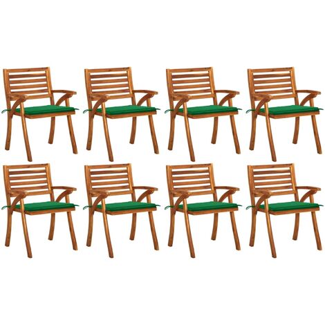 8er Set Gartenstühle mit Kissen Gartensessel Balkonstühle Massivholz