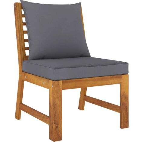 VidaXL Garten Mittelsofa 2er Set Grau - PE Rattan Mit Kissen & Stahlrahmen