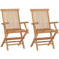 2er Set Gartenstühle Gartensessel Klappbare Stühle für Garten Terrasse Balkon Massivholz Teak DE31816