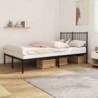 Bettgestell mit Kopfteil, Schlafzimmerbett/Doppelbett, Erwachsenenbett Metall Schwarz 120x200 cm XTJTE970772 BonneVie