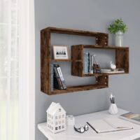 Wandregal,Wandboard für Wohnzimmer, Schlafzimmer, Flur, Badezimmer,Hängeregal Räuchereiche 104x20x58,5 cm Holzwerkstoff DTHFF4291358 BonneVie