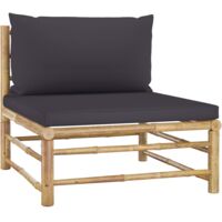 Garten-Mittelsofa mit Dunkelgrauen Kissen,Gartensofa, Loungesofa,Gartenbank Bambus VMEC711148