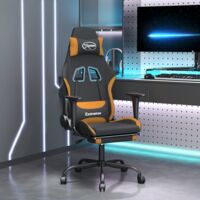 Gaming-Stuhl mit Massage & Fußstütze Schwarz und Orange Stoff CFW357467
