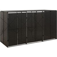 Mülltonnenbox für 3 Tonnen Schwarz 207x80x117 cm Poly Rattan CFW464995
