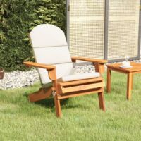 Gartenstuhl Gartensessel Adirondack Stuhl für Garten Terrasse Balkon mit Kissen Massivholz Akazie DE87781