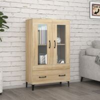Sideboard Wohnzimmer-Anrichte,Highboard Sonoma-Eiche 70x31x115 cm Holzwerkstoff FSW60967 BonneVie