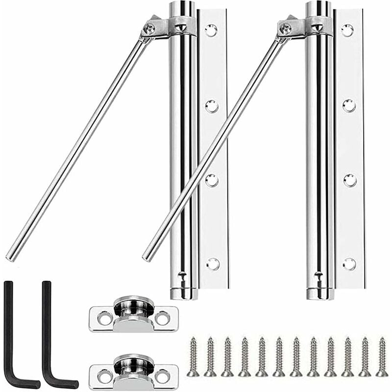 Cierrapuertas automático de 2 piezas, resortes de cierre de puerta, puerta de cierre automático, cierrapuertas de resorte, cierrapuertas de aleación de aluminio con tornillo y llave, para casa, aparta