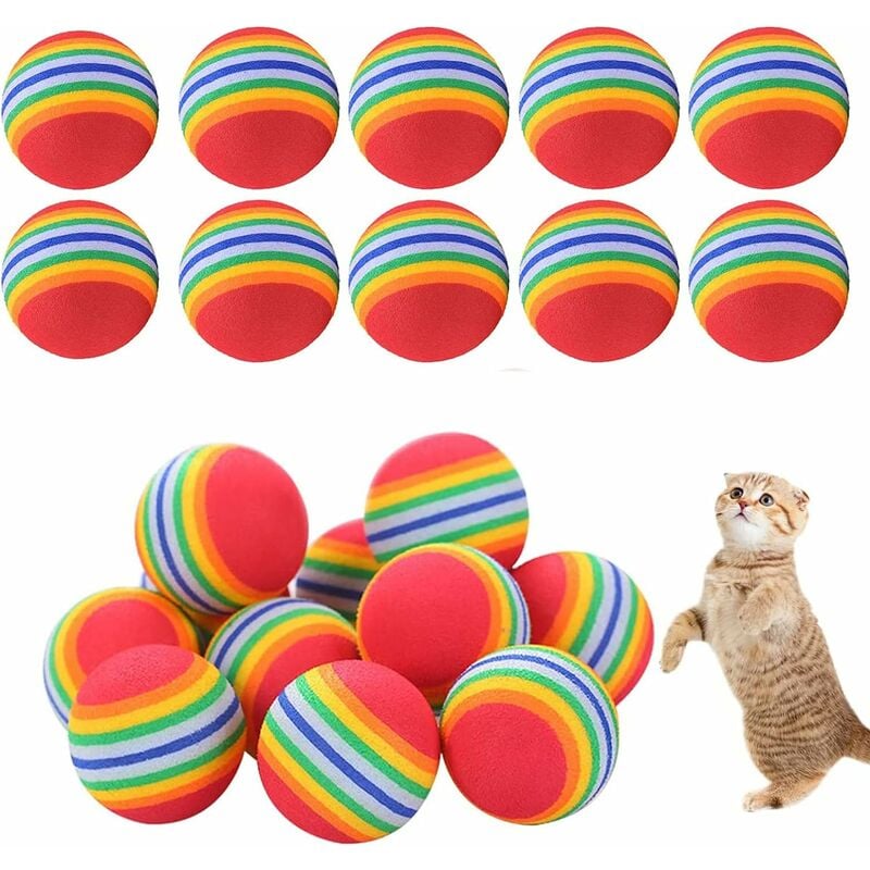 Pelota de espuma para gatos de 10 piezas, pelota de juguete de espuma para gatos, pelota de espuma para gatos, para mascotas, juguetes interactivos, entrenamiento de rebote para gatos, aumenta la dive