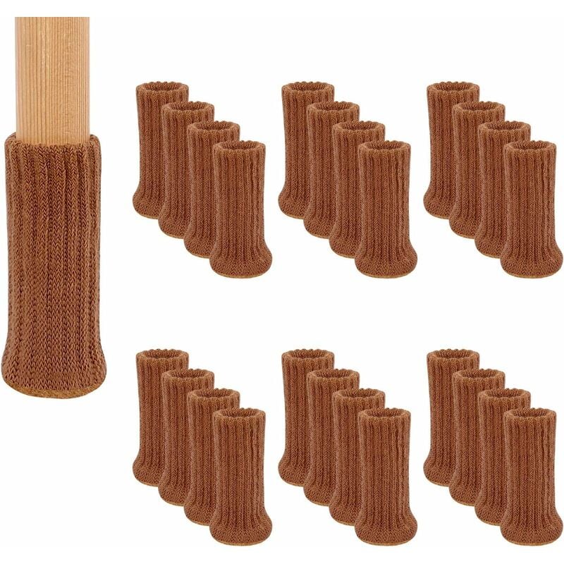 16 calcetines elásticos de punto para silla para muebles, cuadrados de 1 a 2 pulgadas redondos con cojín de doble grosor, marrón claro